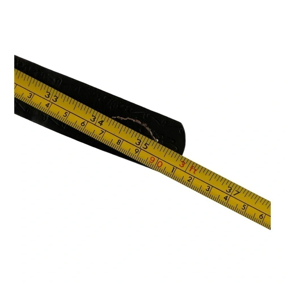 Dockers Tooled Floral Studded Black Leather Belt with adjustable buckle